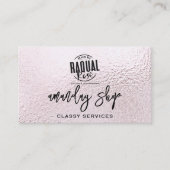 QR Code Logo Online Winkelen Metaallicht Roze Visitekaartje (Voorkant)