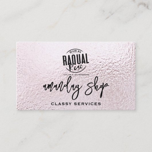 QR Code Logo Online Winkelen Metaallicht Roze Visitekaartje (Voorkant)