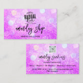 QR Code Logo Online Winkelen Paars Glitter Hologra Visitekaartje (Voorkant / Achterkant)
