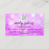 QR Code Logo Online Winkelen Paars Glitter Hologra Visitekaartje (Achterkant)
