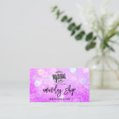 QR Code Logo Online Winkelen Paars Glitter Hologra Visitekaartje (Staand voorkant)