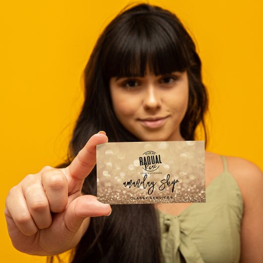 QR Code Logo Online Winkelgoud Glitter Visitekaartje