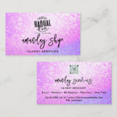 QR Code Logo Online Winkelroze Lichte glitter Visitekaartje (Voorkant / Achterkant)