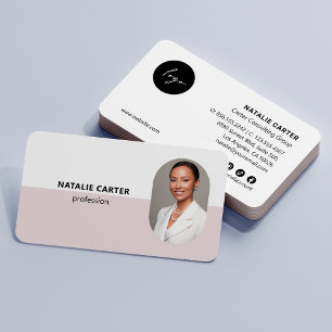 QR CODE Logo OVAL Photo Professional BLUSH PINK Visitekaartje