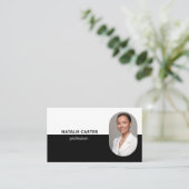 QR CODE Logo OVAL Photo Professional CHIC BLACK Visitekaartje (Staand voorkant)