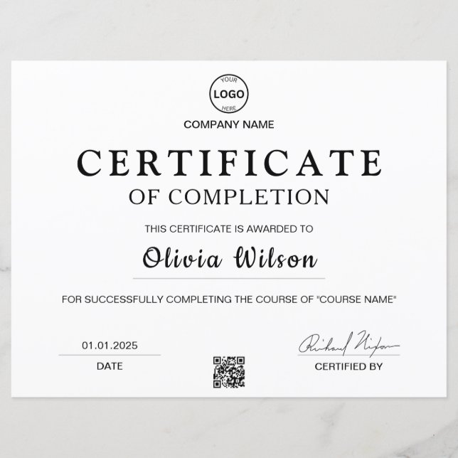 QR Code Logo Professional Certificate Award (Voorkant)