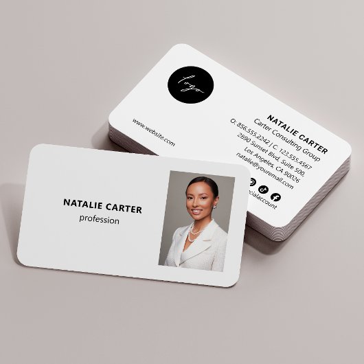 QR CODE Logo Professioneel Foto Portret Wit Visitekaartje