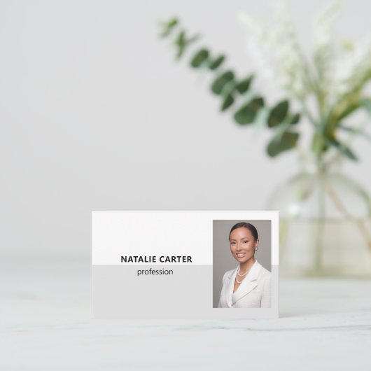 QR CODE Logo Professioneel Fotoportret Grijs Visitekaartje (Staand voorkant)