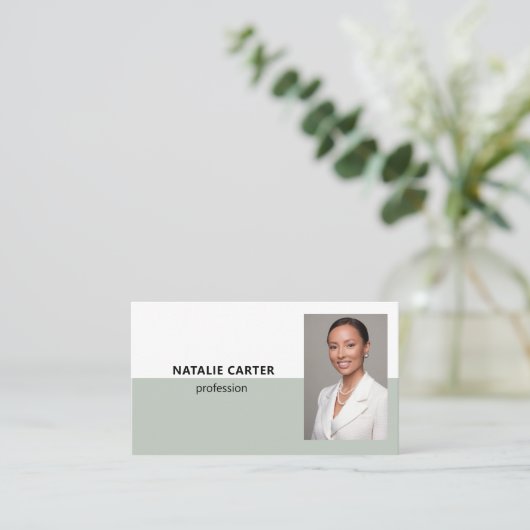 QR CODE Logo Professioneel Fotoportret SAGE Visitekaartje (Staand voorkant)