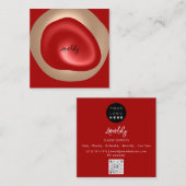 QR Code Logo Red Abstract Blush minimalisme Vierkante Visitekaartje (Voorkant / Achterkant)
