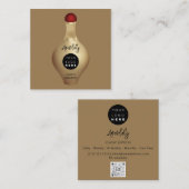 QR Code Logo Red Gold Cosmetics Parfumes Sepia Vierkante Visitekaartje (Voorkant / Achterkant)
