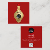 QR Code Logo Red Gold Cosmetics Perfumes Vierkante Visitekaartje (Voorkant / Achterkant)