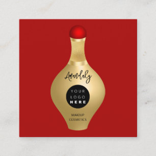 QR Code Logo Red Gold Cosmetics Perfumes Vierkante Visitekaartje