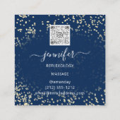 QR Code Logo Reflexology Foot Massage Blue Navy Vierkante Visitekaartje (Achterkant)