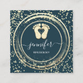 QR Code Logo Reflexology Foot Massage Fee Blauwgro Vierkante Visitekaartje (Voorkant)