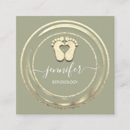 QR Code Logo Reflexology Foot Massage Fee Mint Vierkante Visitekaartje