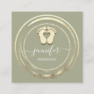QR Code Logo Reflexology Foot Massage Fee Mint Vierkante Visitekaartje