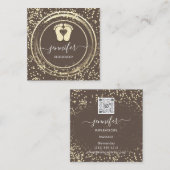 QR Code Logo Reflexology Foot Massage Feet Brown Vierkante Visitekaartje (Voorkant / Achterkant)