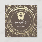 QR Code Logo Reflexology Foot Massage Feet Brown Vierkante Visitekaartje (Voorkant)