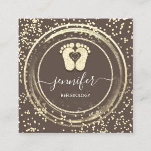 QR Code Logo Reflexology Foot Massage Feet Brown Vierkante Visitekaartje
