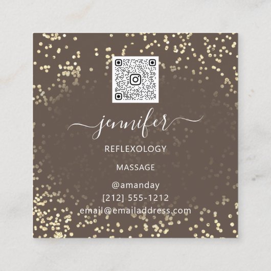 QR Code Logo Reflexology Foot Massage Feet Brown Vierkante Visitekaartje (Achterkant)