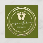 QR Code Logo Reflexology Foot Massage Feet Mustard Vierkante Visitekaartje (Voorkant)