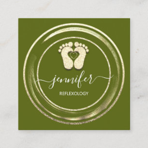 QR Code Logo Reflexology Foot Massage Feet Mustard Vierkante Visitekaartje