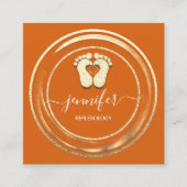 QR Code Logo Reflexology Foot Massage Feet Oranje Vierkante Visitekaartje (Voorkant)