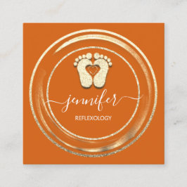 QR Code Logo Reflexology Foot Massage Feet Oranje Vierkante Visitekaartje