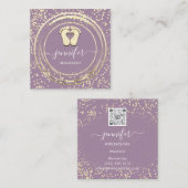 QR Code Logo Reflexology Foot Massage Feet Paars Vierkante Visitekaartje (Voorkant / Achterkant)