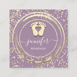 QR Code Logo Reflexology Foot Massage Feet Paars Vierkante Visitekaartje