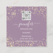 QR Code Logo Reflexology Foot Massage Feet Paars Vierkante Visitekaartje (Achterkant)