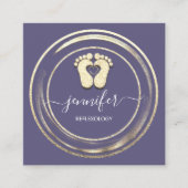 QR Code Logo Reflexology Foot Massage Feet Paars Vierkante Visitekaartje (Voorkant)