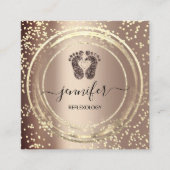 QR Code Logo Reflexology Foot Massage Feet Roos Vierkante Visitekaartje (Voorkant)