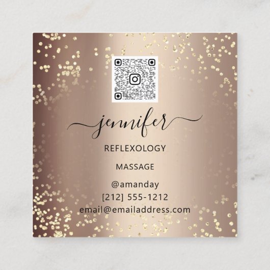 QR Code Logo Reflexology Foot Massage Feet Roos Vierkante Visitekaartje (Achterkant)