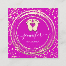 QR Code Logo Reflexology Foot Massage Feet Roze Vierkante Visitekaartje