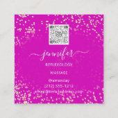 QR Code Logo Reflexology Foot Massage Feet Roze Vierkante Visitekaartje (Achterkant)