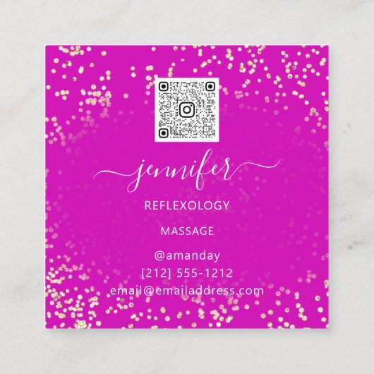 QR Code Logo Reflexology Foot Massage Feet Roze Vierkante Visitekaartje (Achterkant)