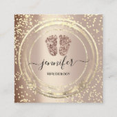 QR Code Logo Reflexology Massage Feet Roos Blush Vierkante Visitekaartje (Voorkant)