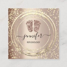 QR Code Logo Reflexology Massage Feet Roos Blush Vierkante Visitekaartje