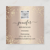 QR Code Logo Reflexology Massage Feet Roos Blush Vierkante Visitekaartje (Achterkant)