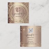 QR Code Logo Reflexology Massage Feet Roos Gold Vierkante Visitekaartje (Voorkant / Achterkant)