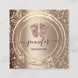 QR Code Logo Reflexology Massage Feet Roos Gold Vierkante Visitekaartje