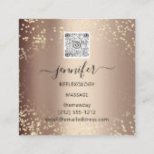 QR Code Logo Reflexology Massage Feet Roos Gold Vierkante Visitekaartje (Achterkant)