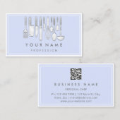 QR CODE Logo Restaurant Kookt Diet Chef Blue Visitekaartje (Voorkant / Achterkant)