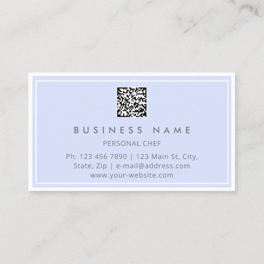 QR CODE Logo Restaurant Kookt Diet Chef Blue Visitekaartje (Achterkant)