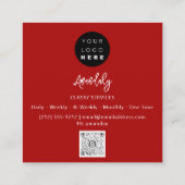 QR-code Logo Rood zwart-minimalisme Vierkante Visitekaartje (Achterkant)