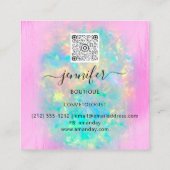 QR Code Logo Roze Glitter Gold Drivers Holografisc Vierkante Visitekaartje (Achterkant)