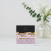 QR Code Logo Roze Glitter Roos Zwarte Slagen Vierkante Visitekaartje (Staand voorkant)