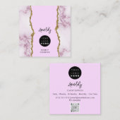 QR-code Logo Roze marmer Gold Glitter Vierkante Visitekaartje (Voorkant / Achterkant)